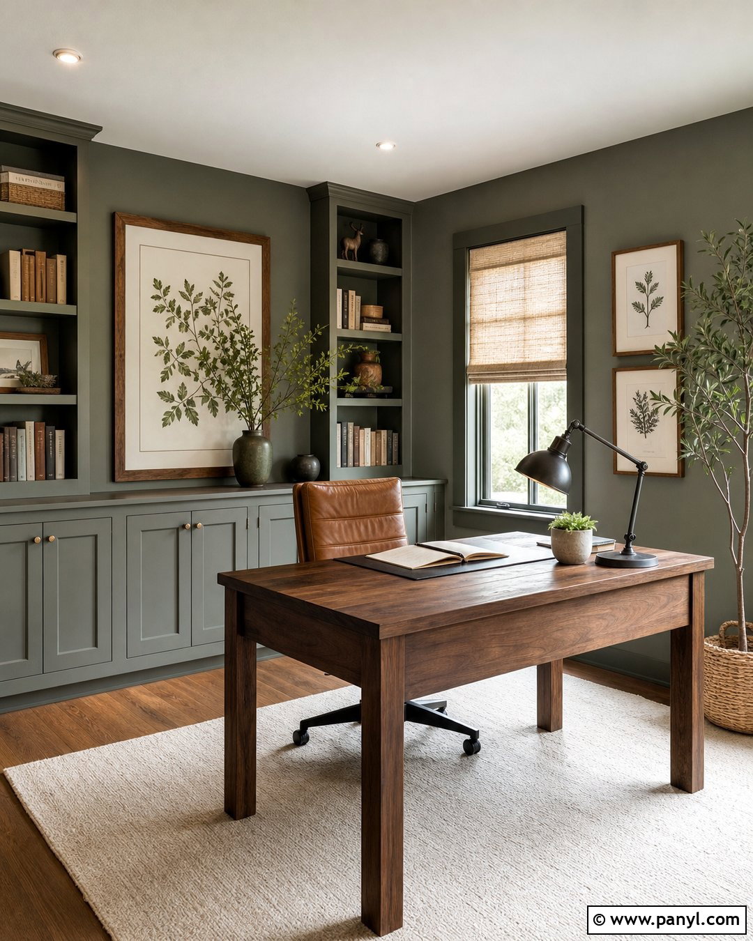 Green Gray Painted Walls Home Office - 35 Gray Painted Walls