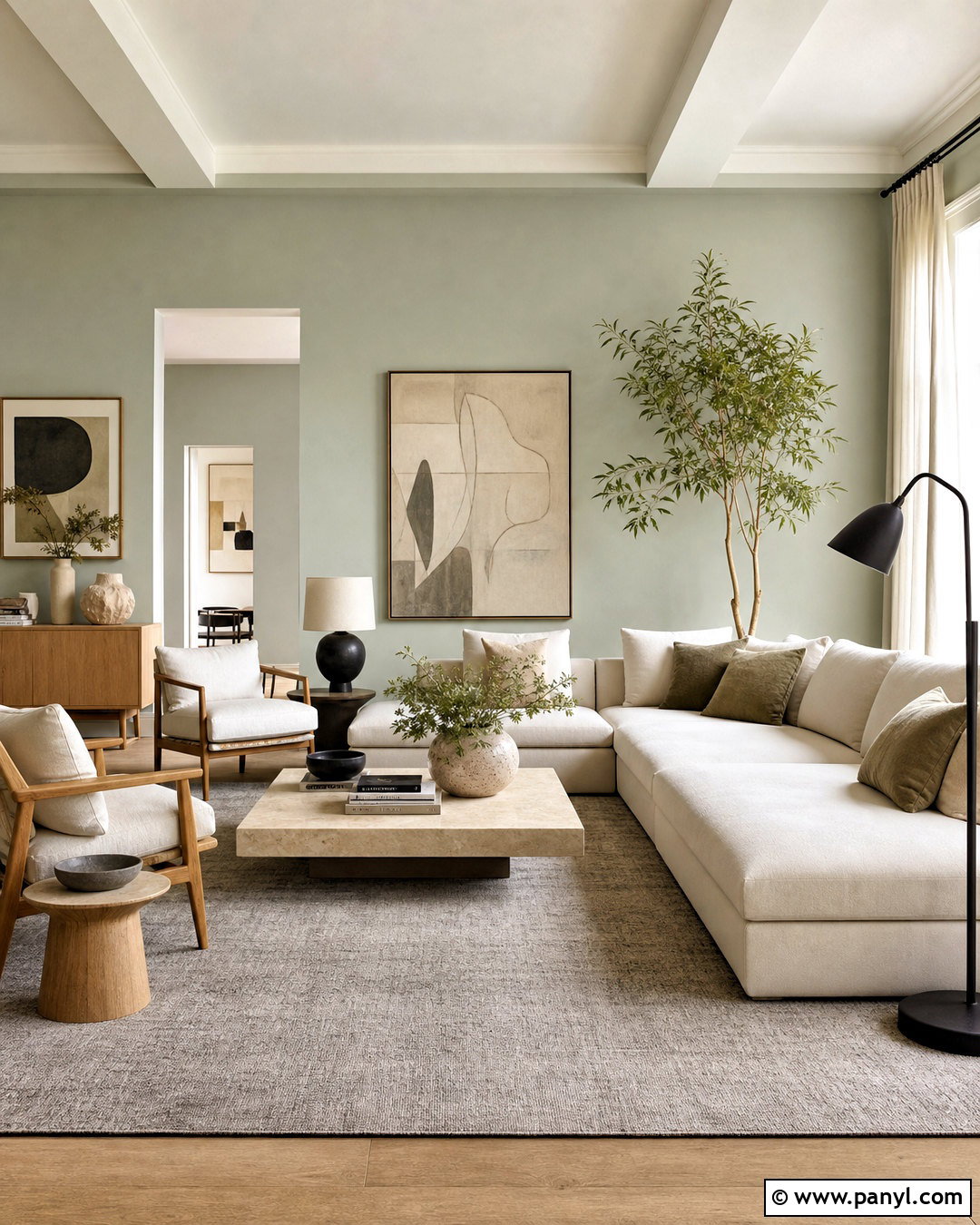 Green Gray Walls With Modern Furniture - 20 light green walls living room ideas
