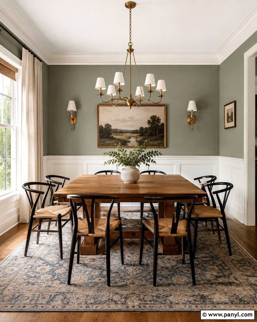 Green Gray Walls With White Wainscoting - 20 Green Gray Wall Paint Ideas