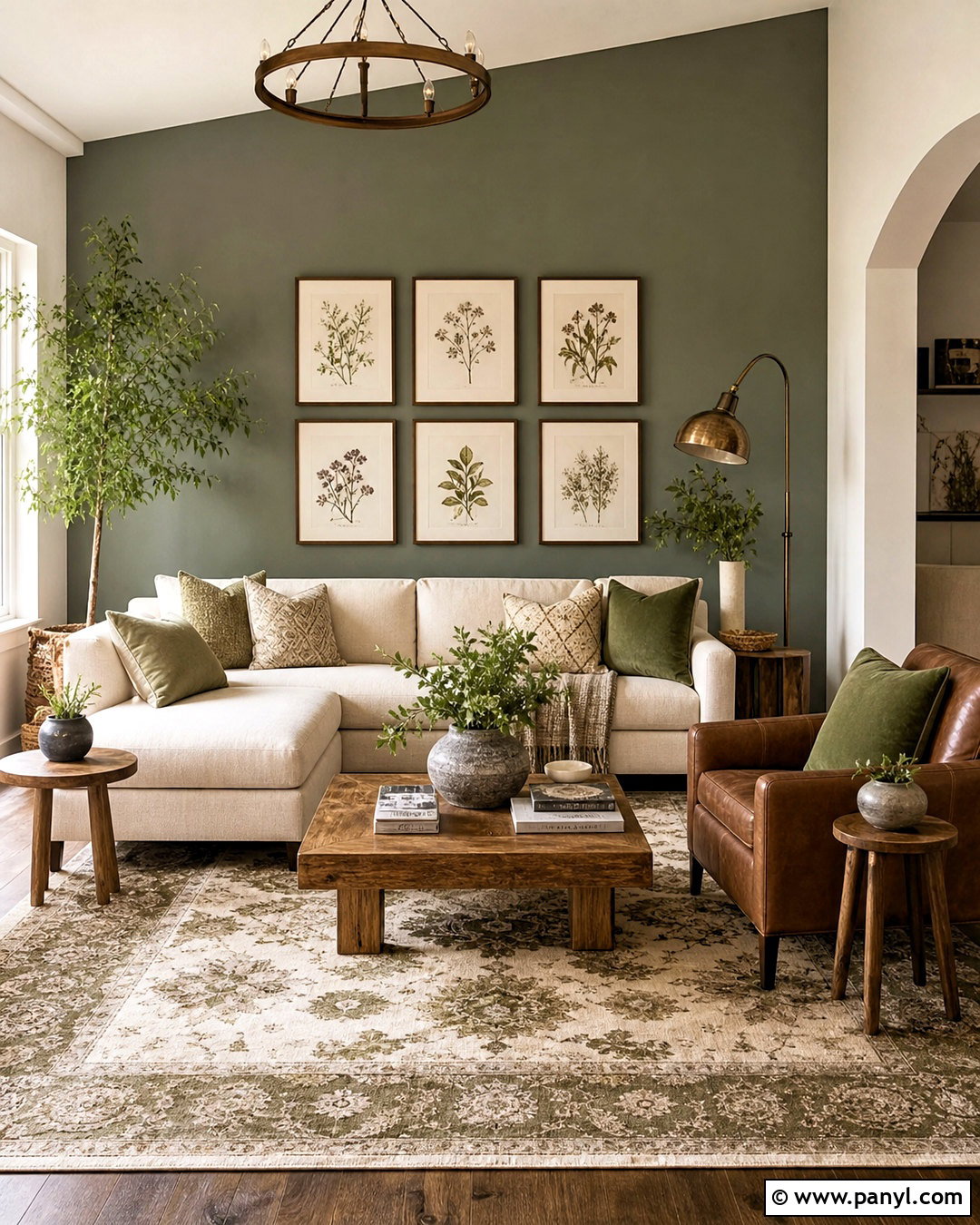 Green Grey Feature Wall - 20 grey feature wall living room ideas