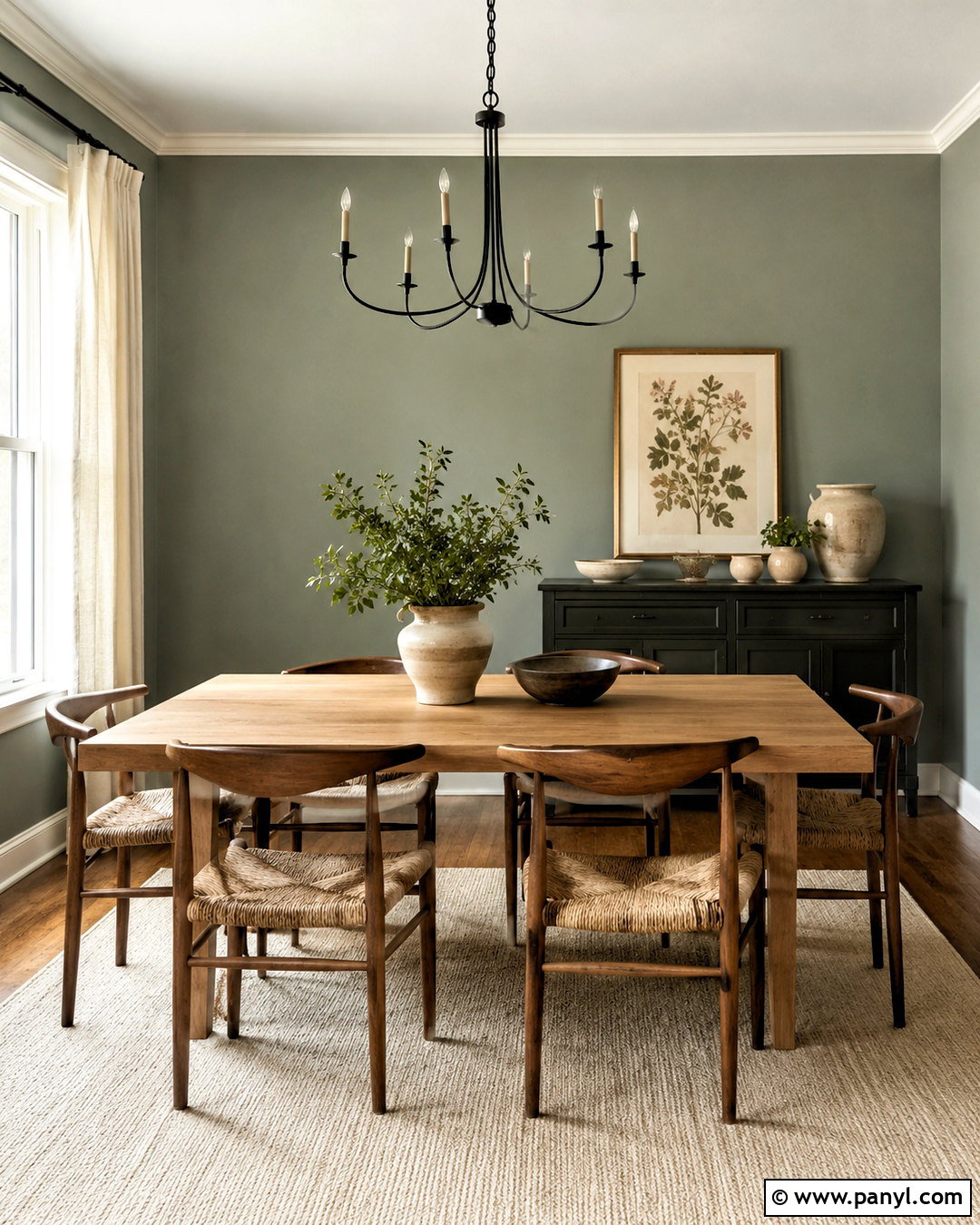 Green Grey Walls With Natural Wood - 40 Grey Wall Color Ideas