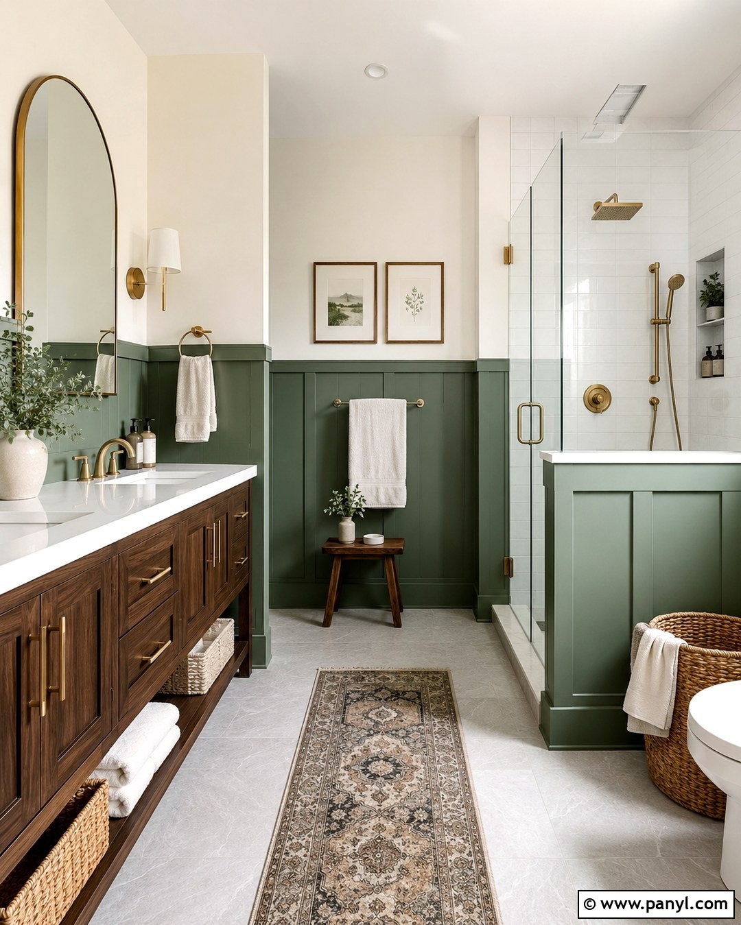 Green Half Wall Bathroom With Grey Floor - 20 Bathroom Green Walls Grey Floor Ideas