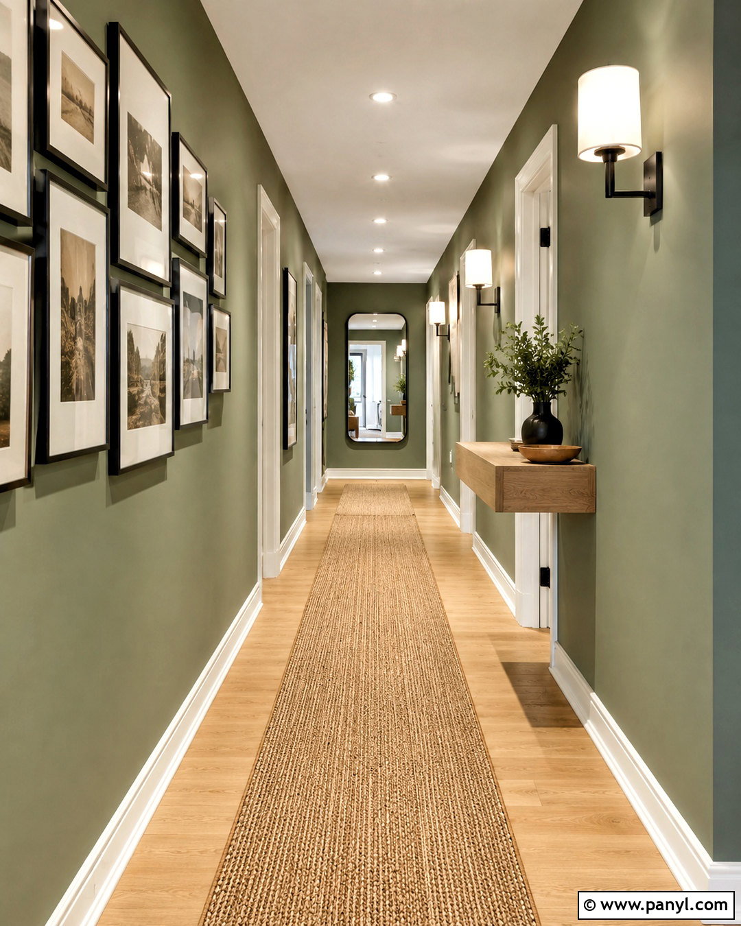 Green Hallway - 40 green wall room ideas