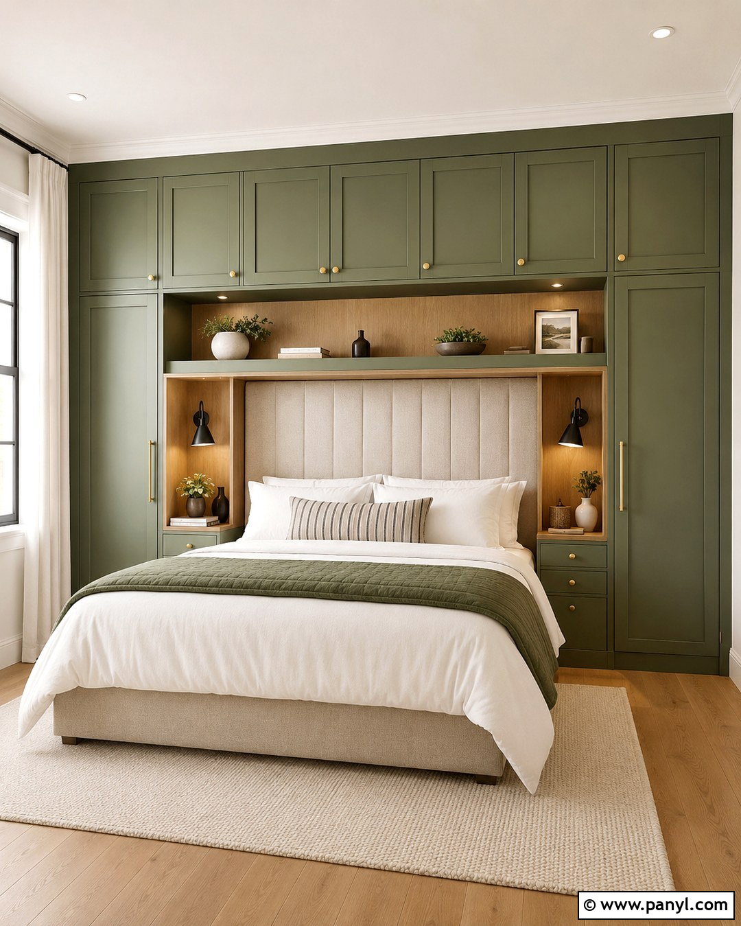 Green Headboard Wall With Built Ins - 20 Green Headboard Wall Ideas