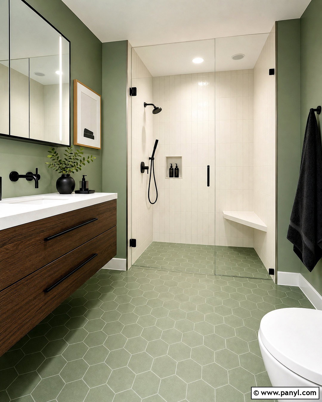 Green Hex Tile Bathroom - 20 modern green bathroom ideas