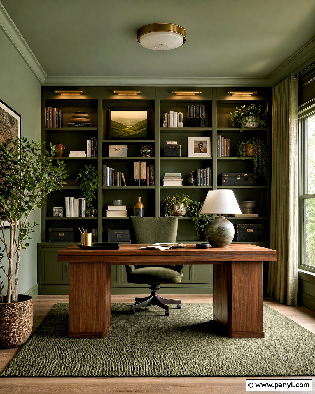 Green Home Office - 20 all green room ideas