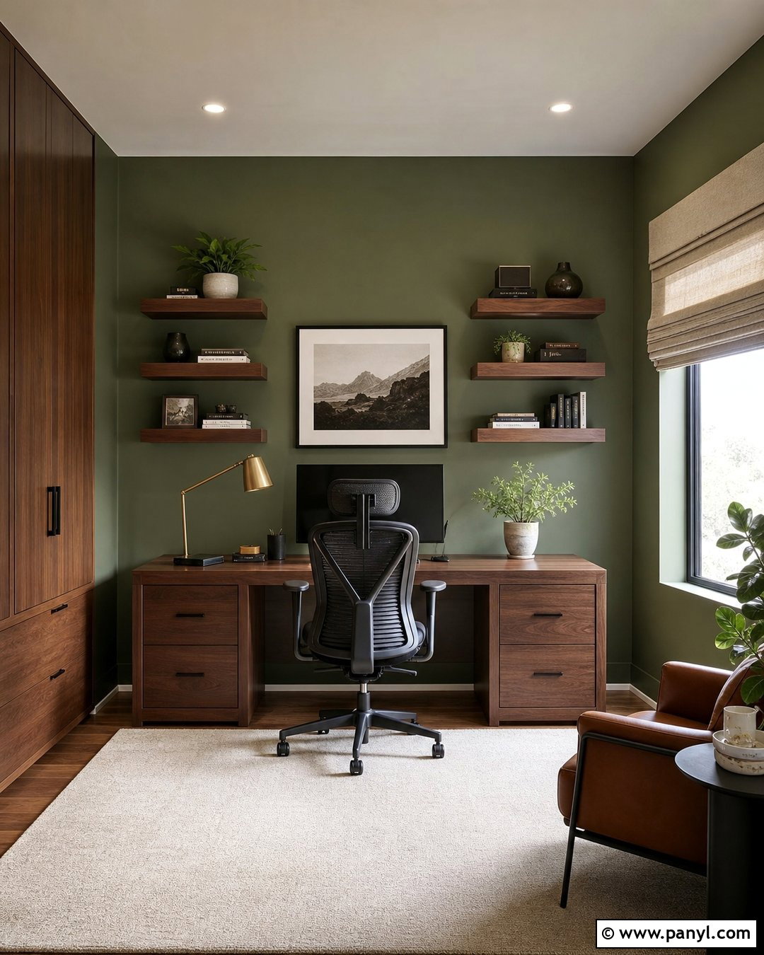 Green Home Office Accent Wall - 30 Accent Wall Green Ideas