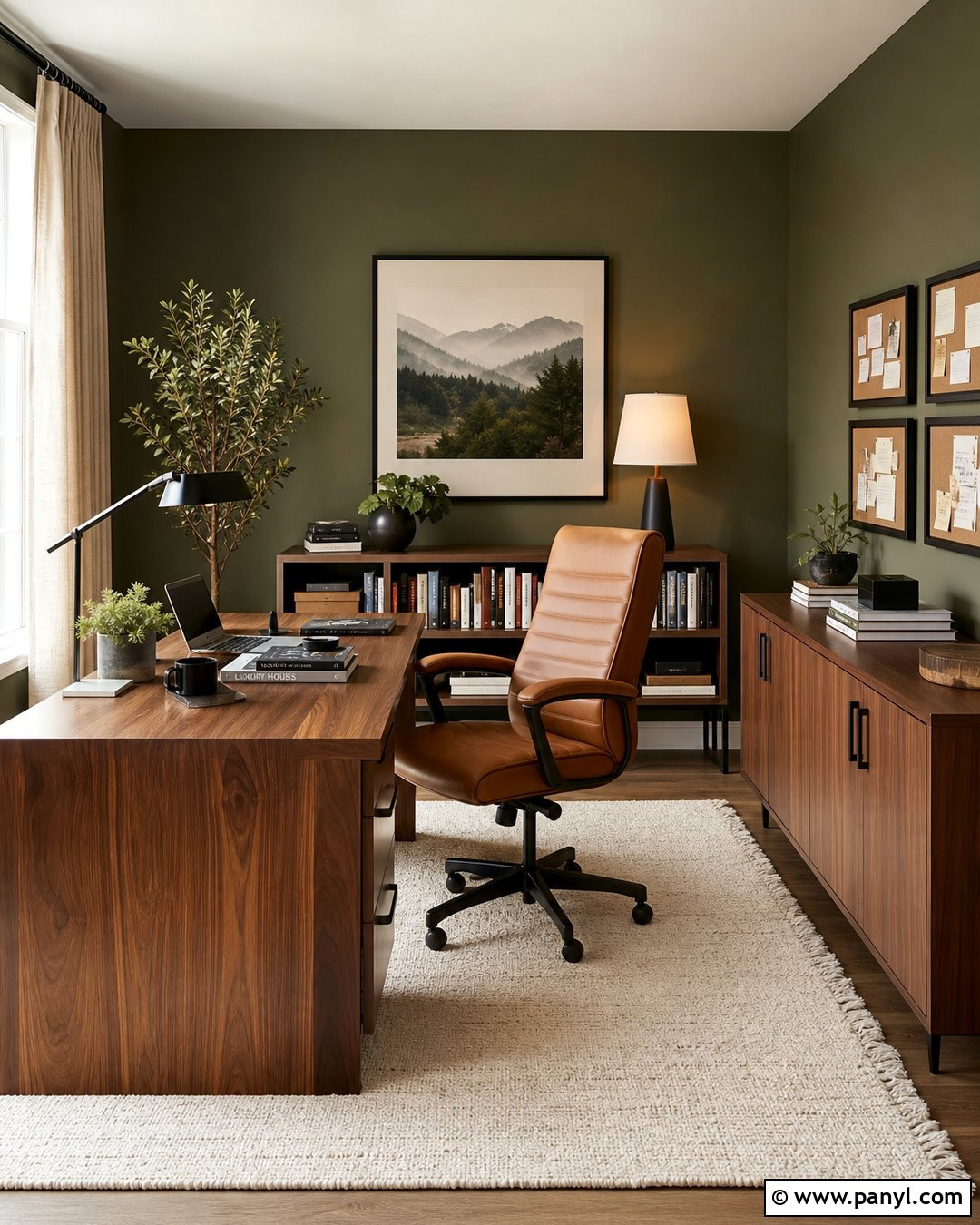 Green Home Office Walls - 45 green painted walls