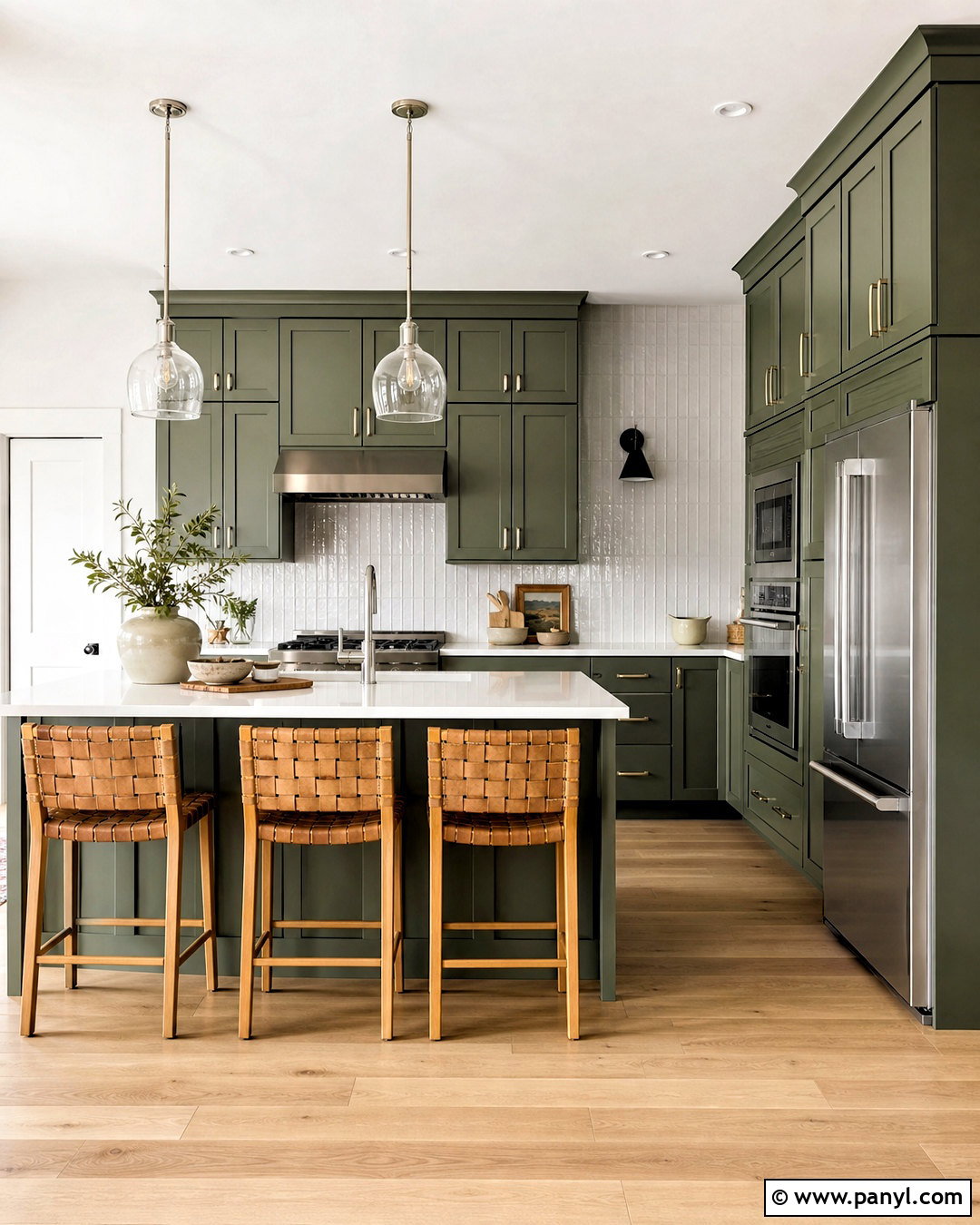 Green Kitchen Cabinets With White Backsplash - 20 green kitchen cabinets