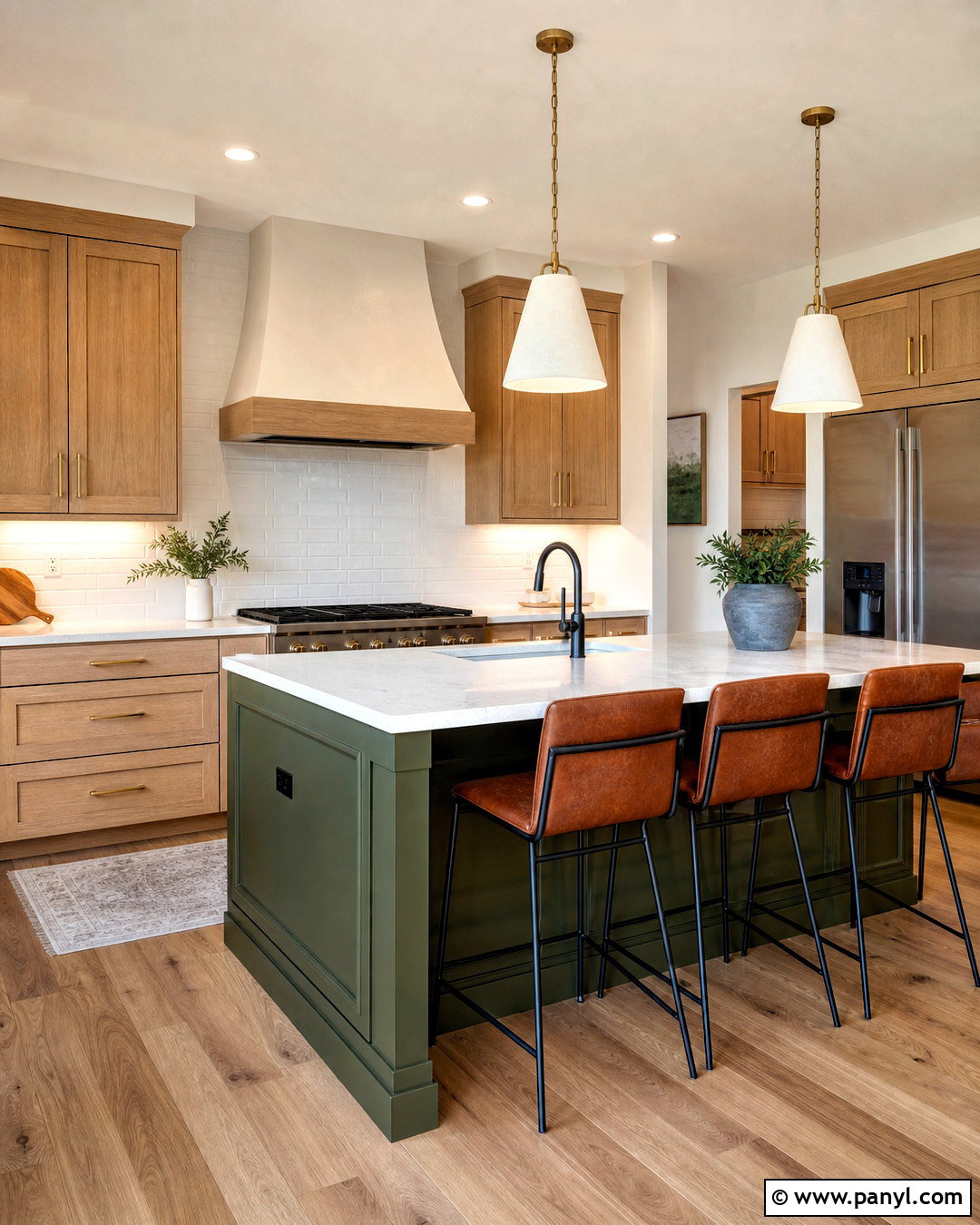 Green Kitchen Island With Oak Cabinets - 20 green and brown kitchen ideas