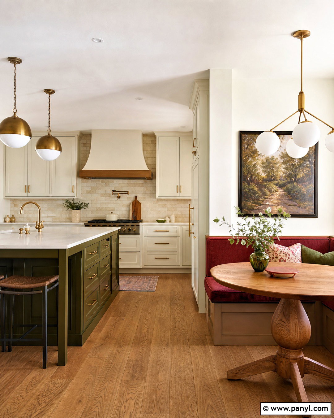 Green Kitchen Island With Red Banquette - 20 green and red kitchen ideas