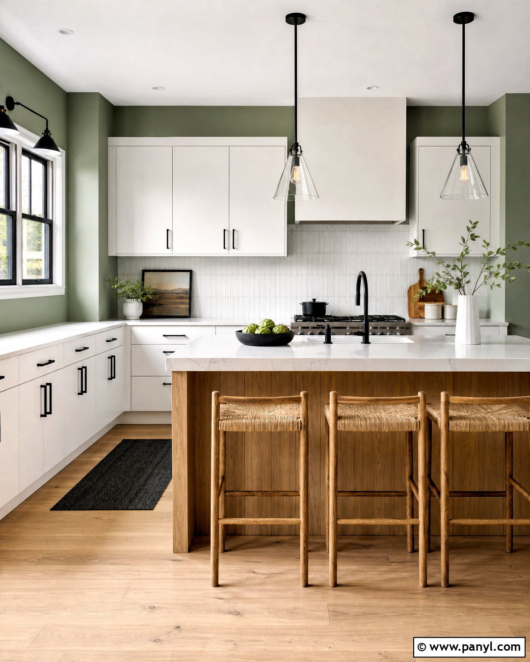 Green Kitchen Walls With Black Accents - 20 green wall kitchen ideas