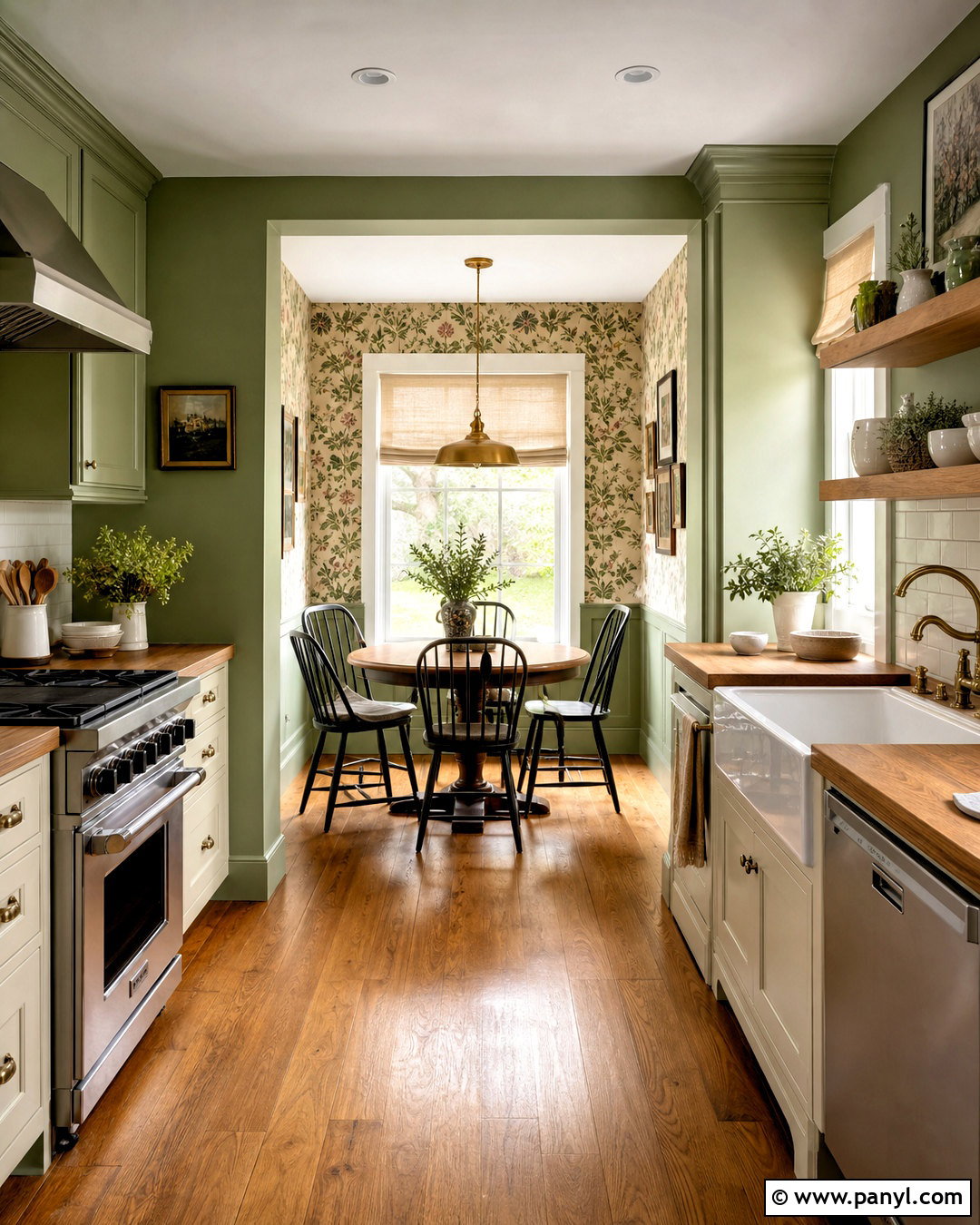 Green Kitchen Walls With Botanical Wallpaper - 20 green wall kitchen ideas