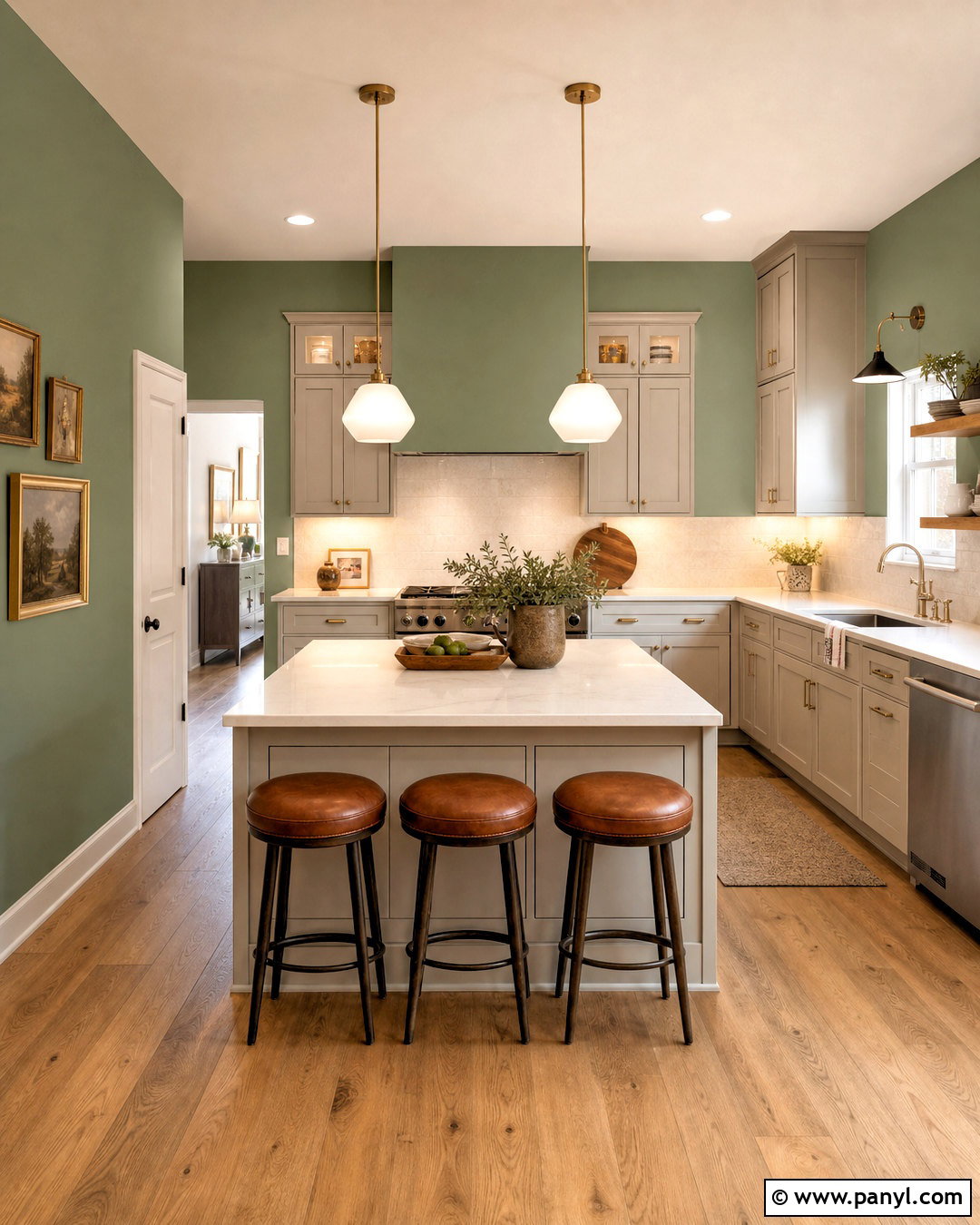 Green Kitchen Walls With Gray Cabinets - 20 green wall kitchen ideas
