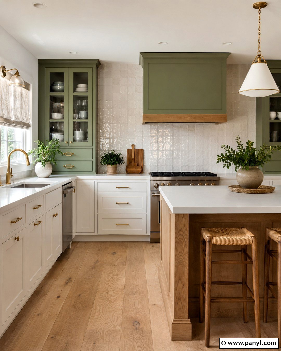 Green Kitchen Walls With White Cabinets And Gold Hardware - 20 Green Walls With White Cabinets