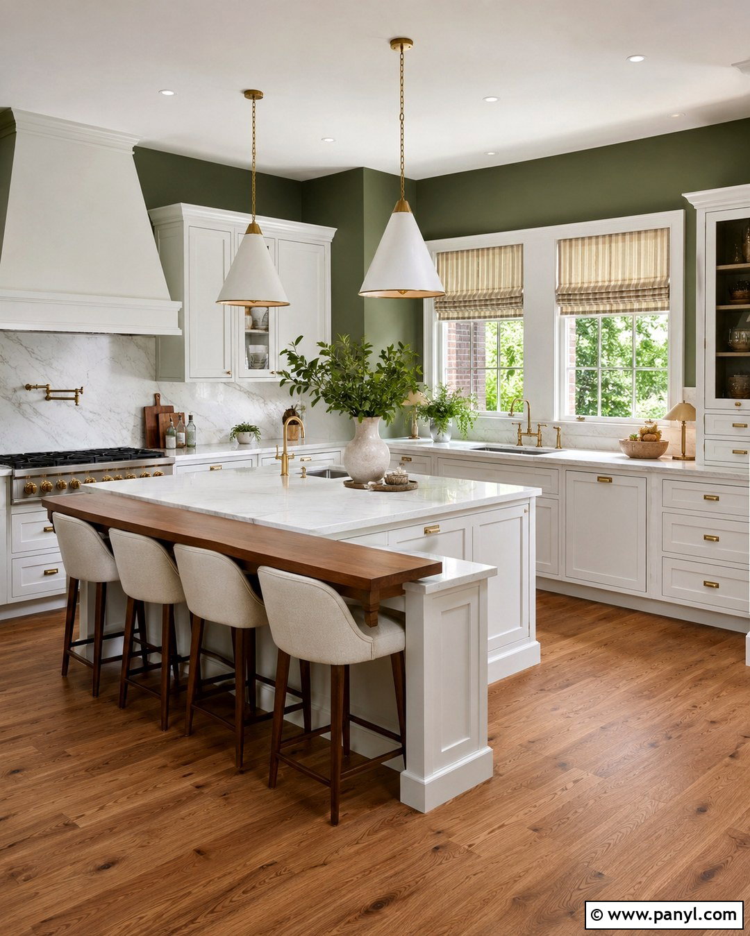 Green Kitchen Walls With White Cabinets And Marble Backsplash - 20 Green Walls With White Cabinets