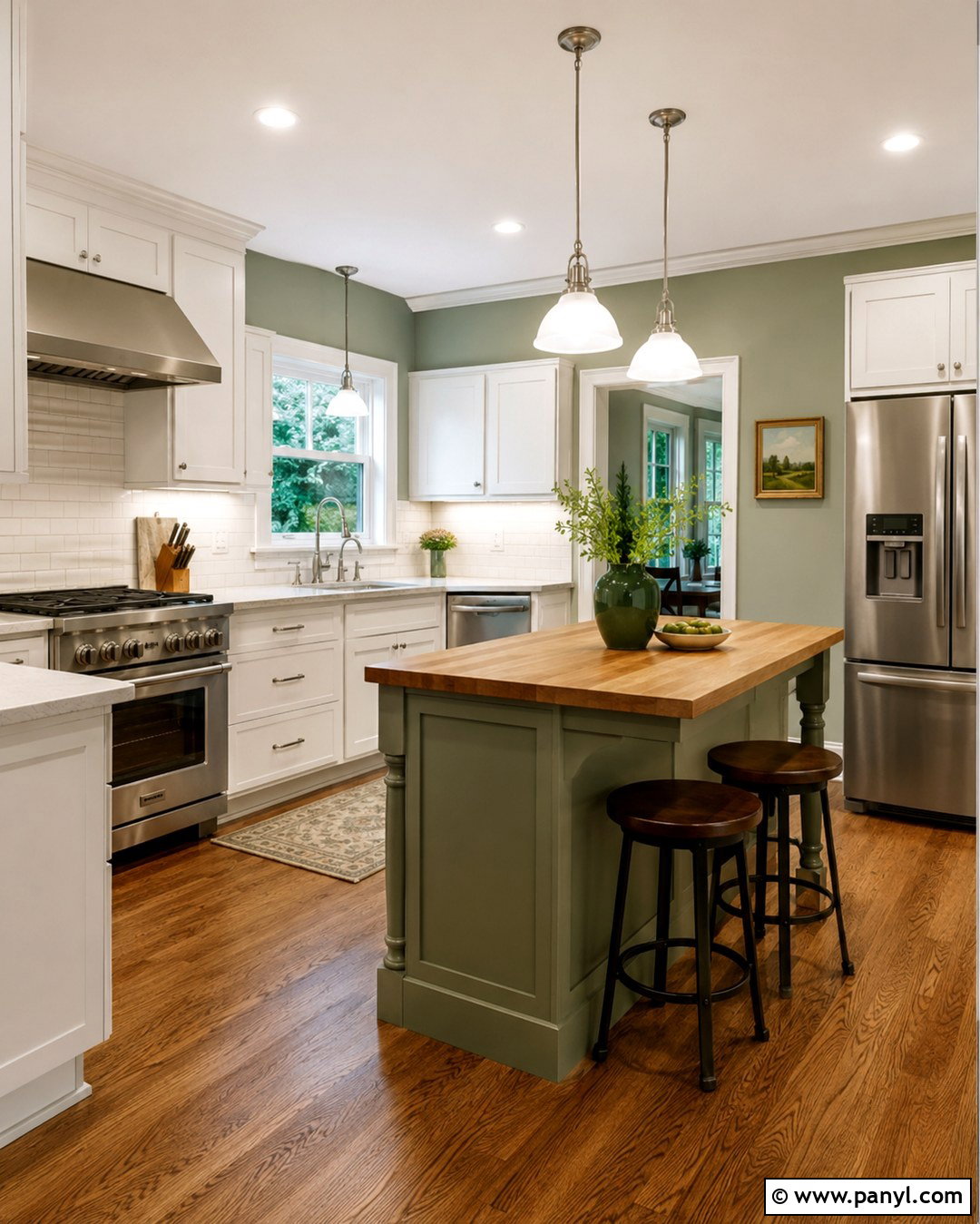 Green Kitchen Walls With White Cabinets And Subway Tile - 20 Green Walls With White Cabinets