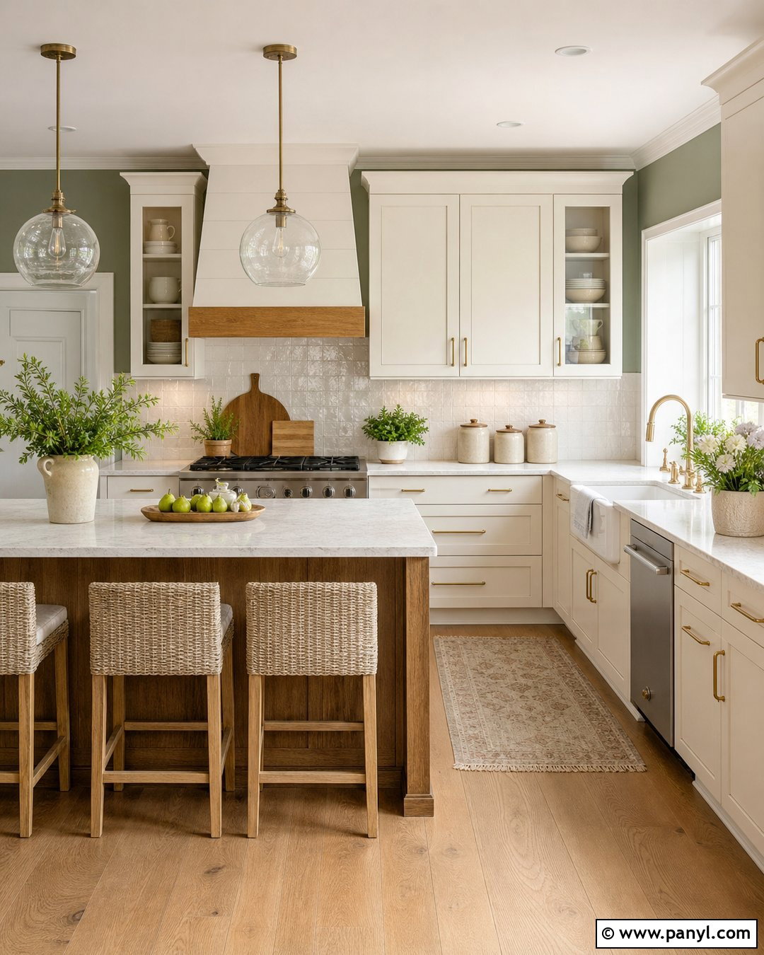 Green Kitchen Walls With White Cabinets - 30 Room Green Walls
