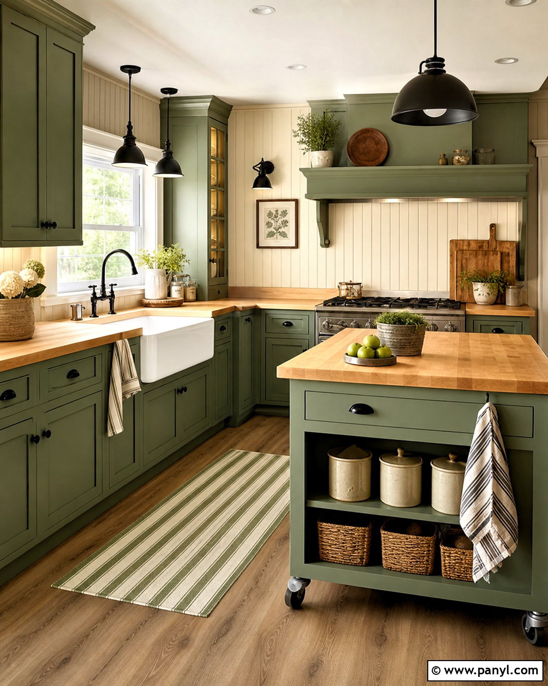 Green Kitchen With Butcher Block - 20 earthy green kitchen ideas
