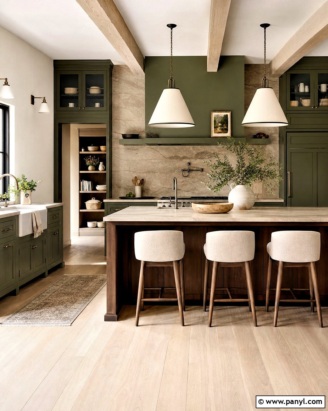 Green Kitchen With Natural Stone - 20 earthy green kitchen ideas