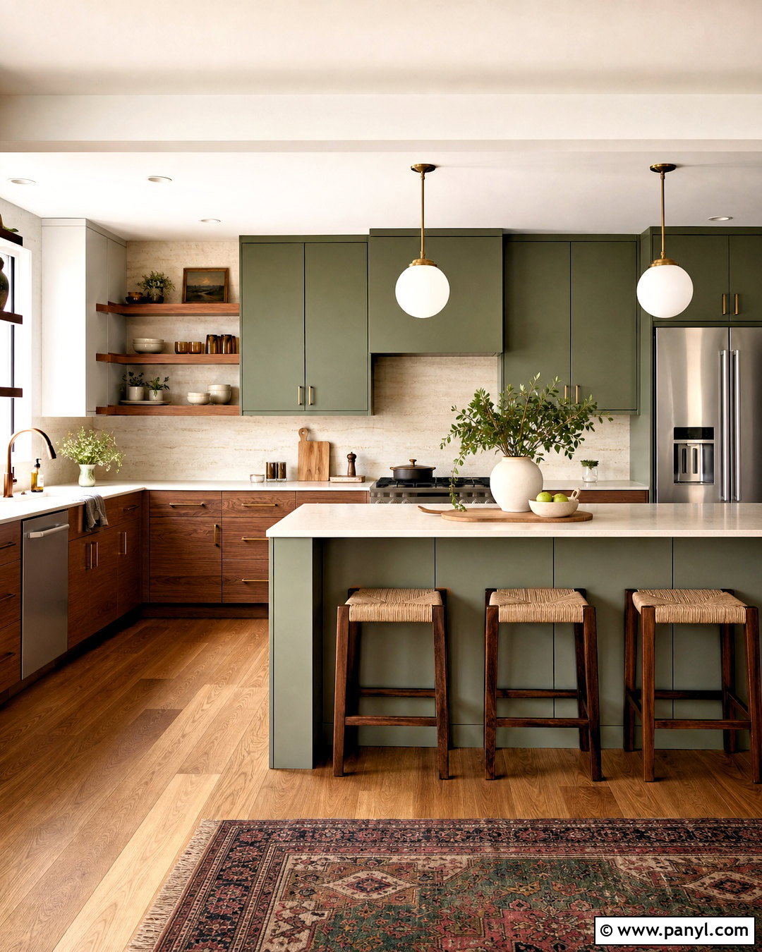 Green Kitchen With Walnut Cabinets - 20 earthy green kitchen ideas