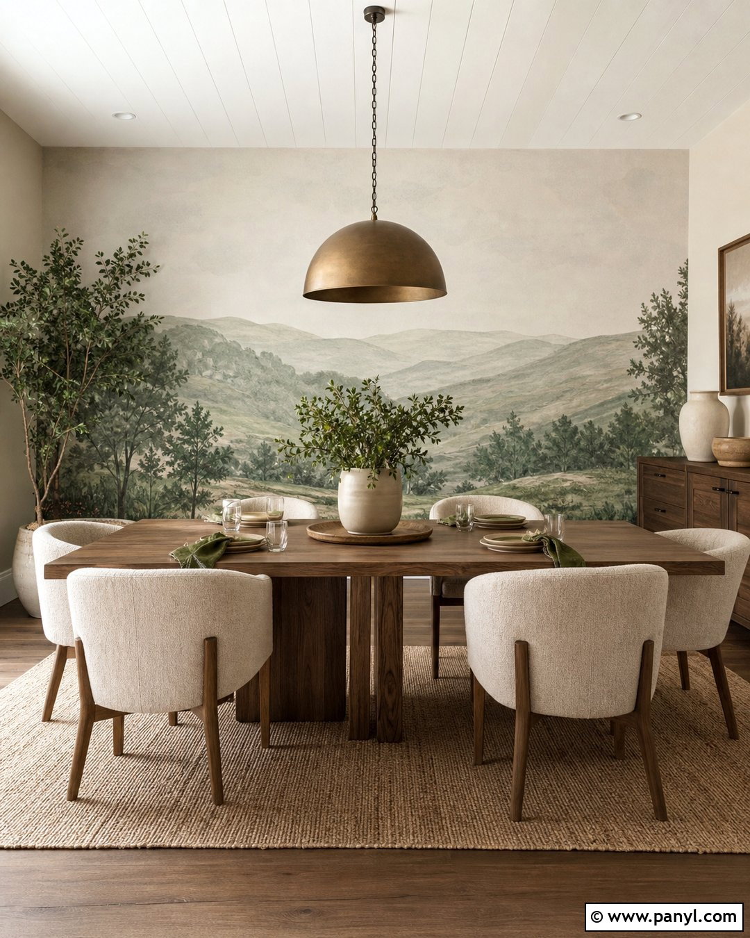 Green Landscape Mural Wall - 35 green wall interior ideas
