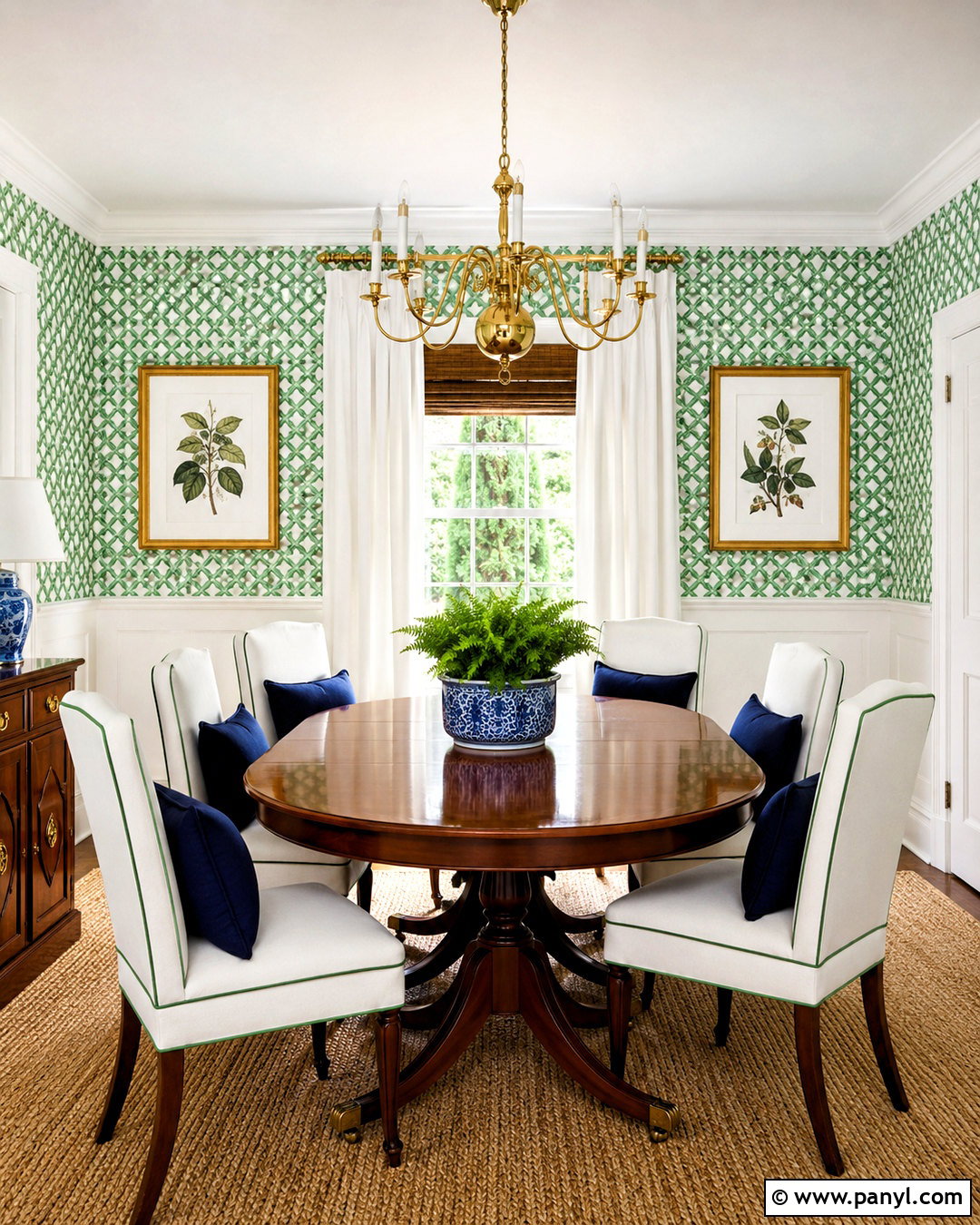 Green Lattice Wallpaper Dining Room - 20 preppy wallpaper ideas