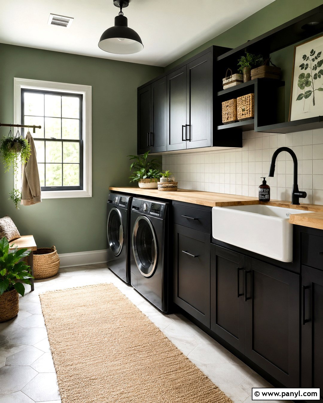 Green Laundry Room With Black Cabinets - 20 Green And Black Painted Room Ideas