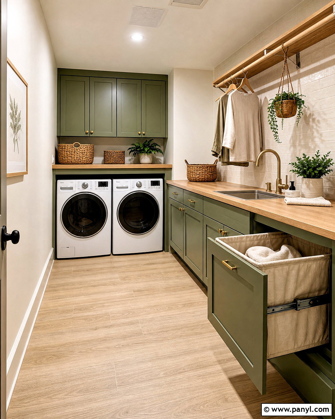 Green Laundry Room With Wood Accents - 20 laundry room ideas