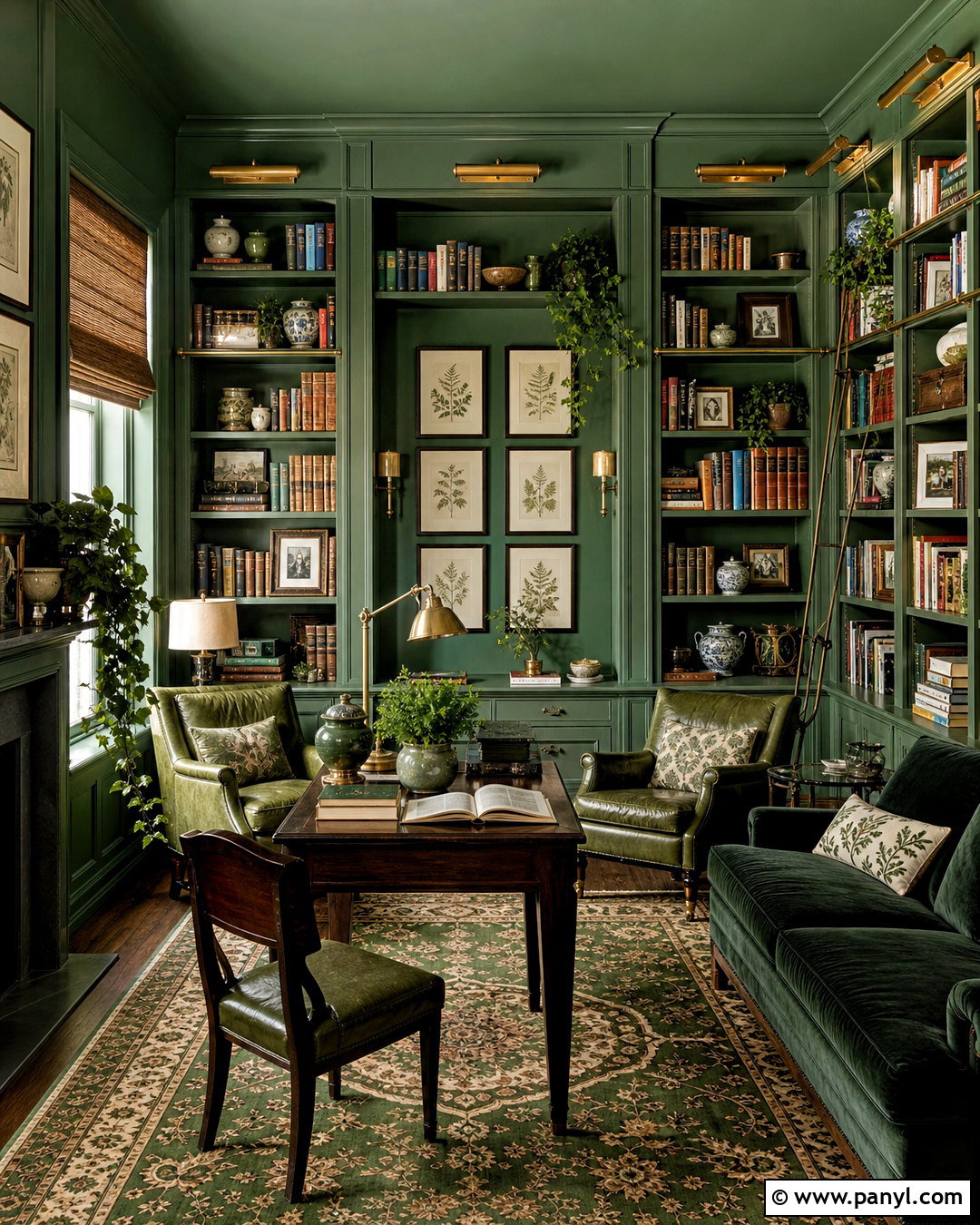 Green Library Room - 20 all green room ideas