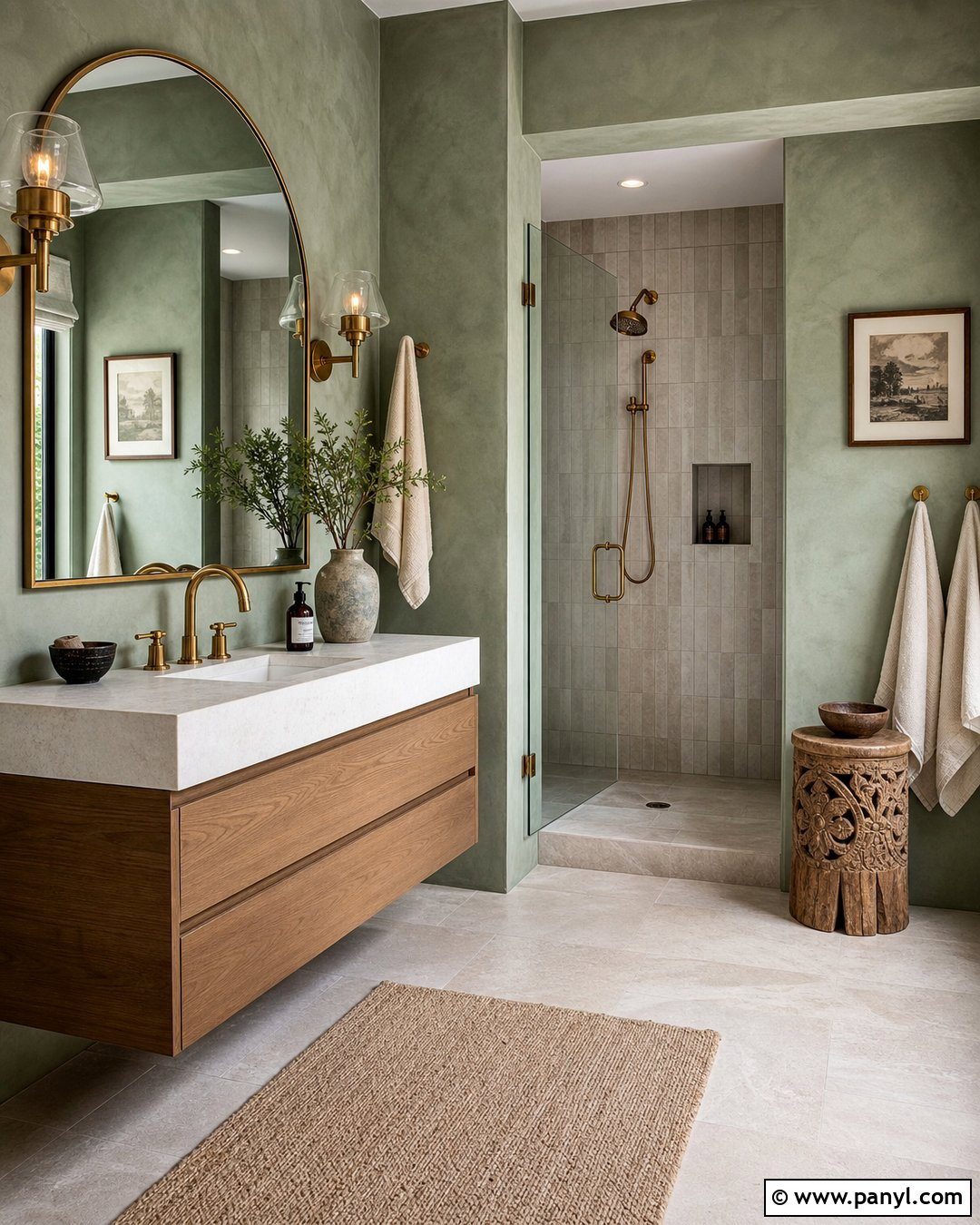 Green Limewash Bathroom Walls - 35 Green Bathroom Walls