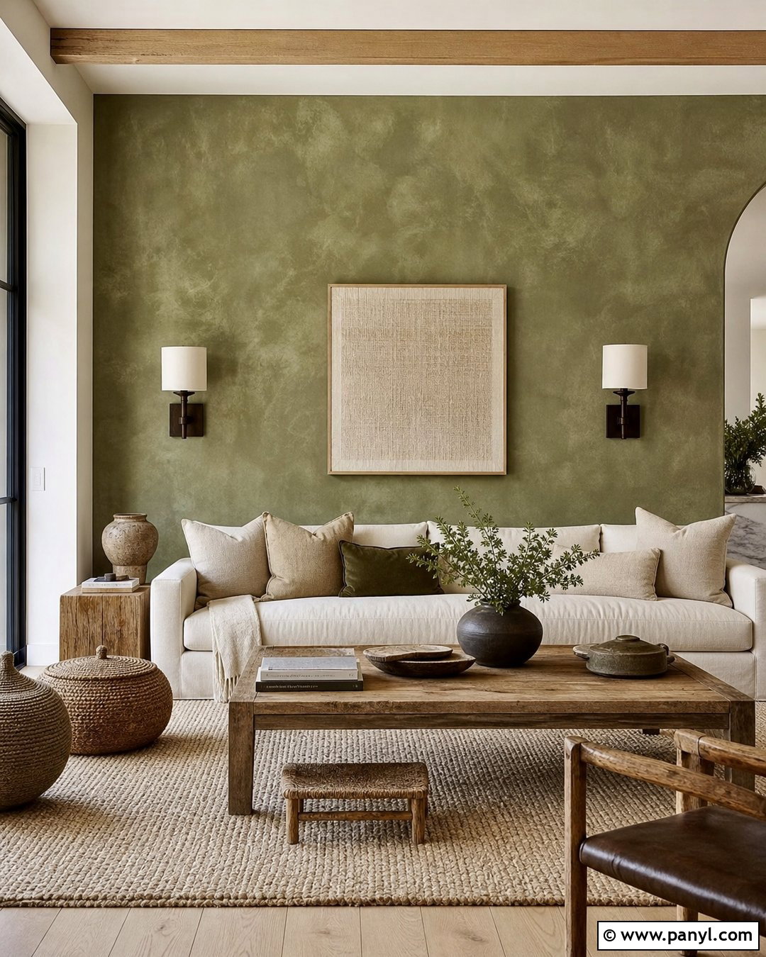 Green Limewash Feature Wall - 30 Feature Wall Paint Ideas