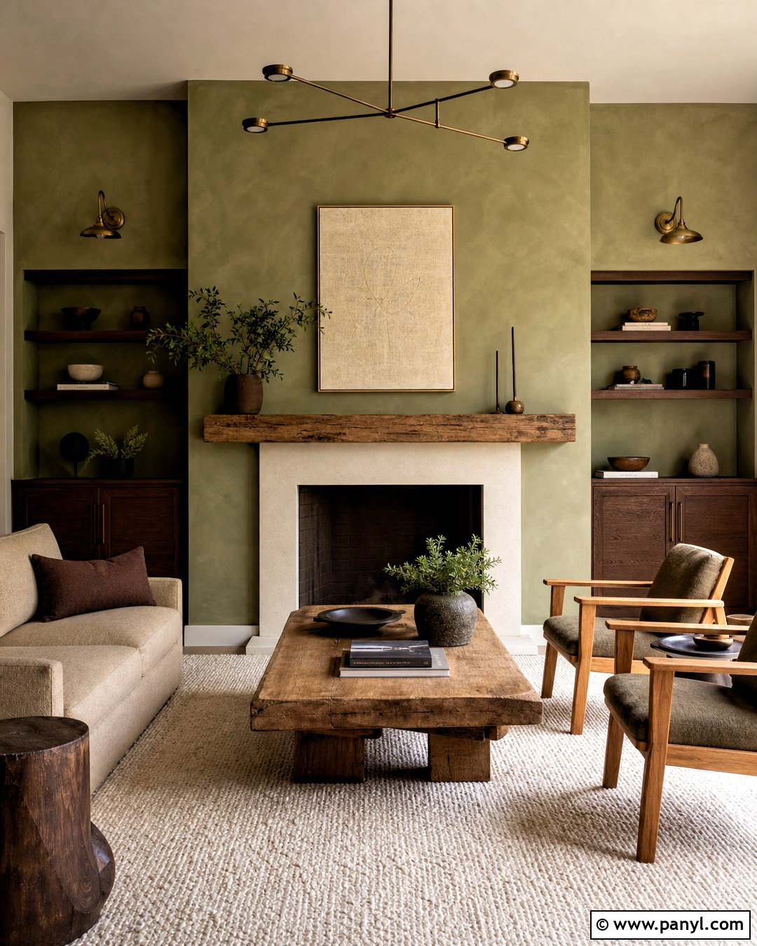 Green Limewash Fireplace Wall - 20 green fireplace wall ideas