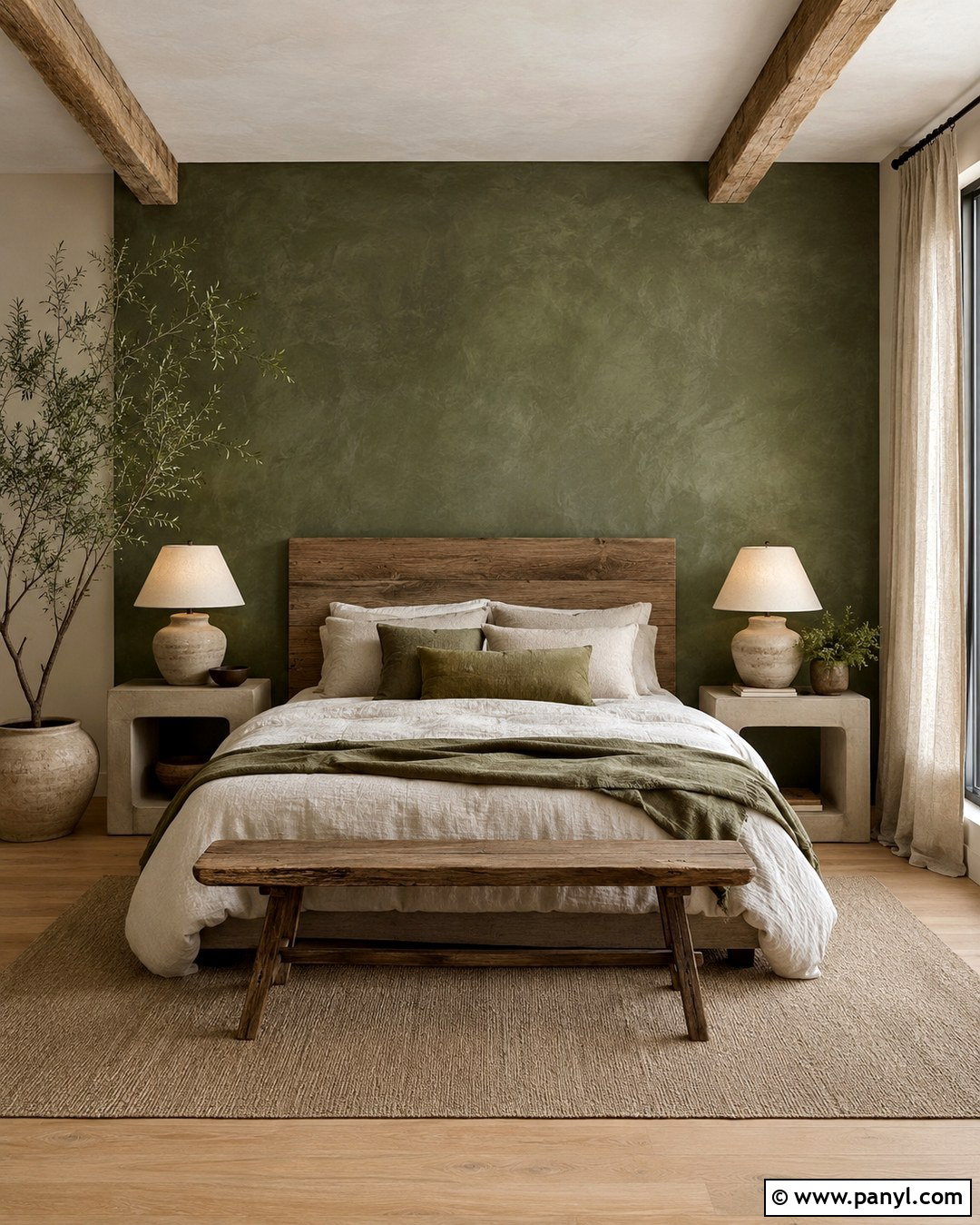 Green Limewash Headboard Wall - 20 Green Headboard Wall Ideas