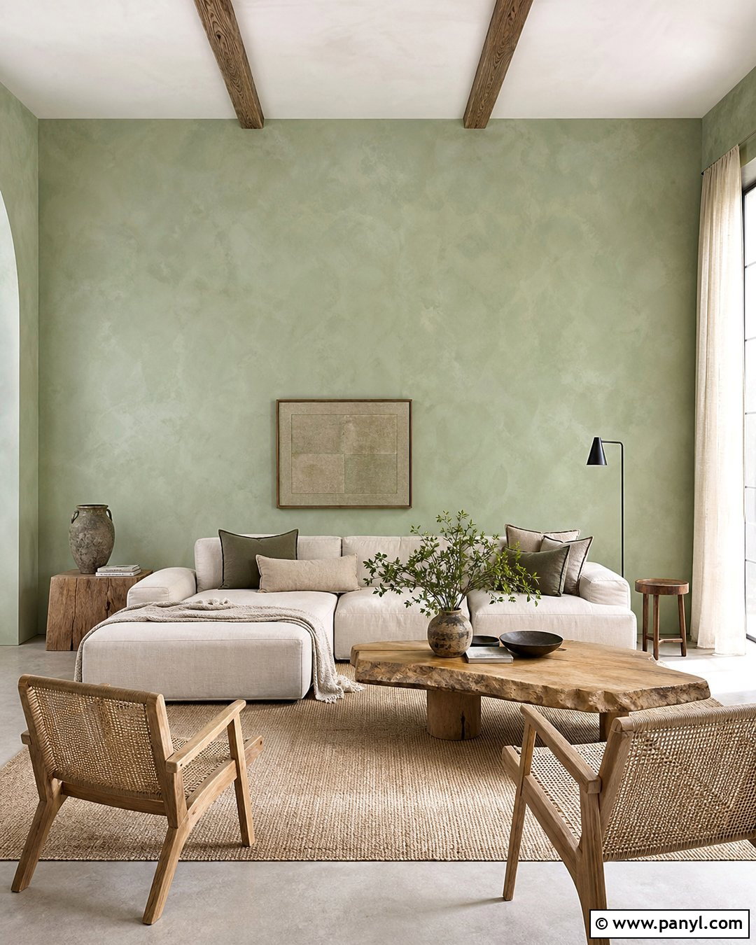 Green Limewash Living Room Wall - 35 green wall interior ideas