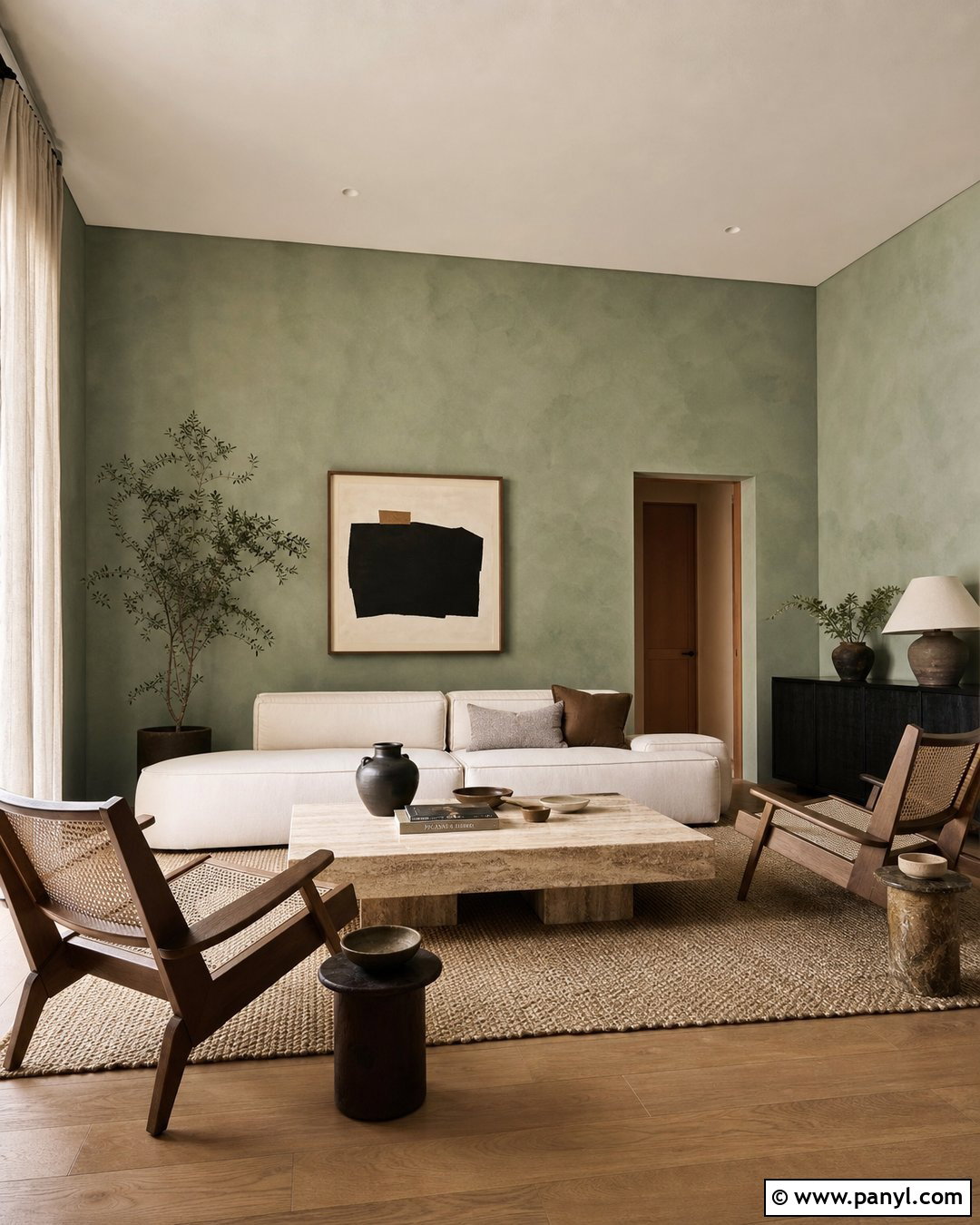 Green Limewash Living Room Walls - 50 green walls