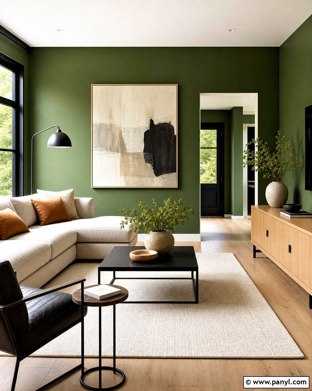 Green Living Room Walls With Black Accents - 20 green living room walls