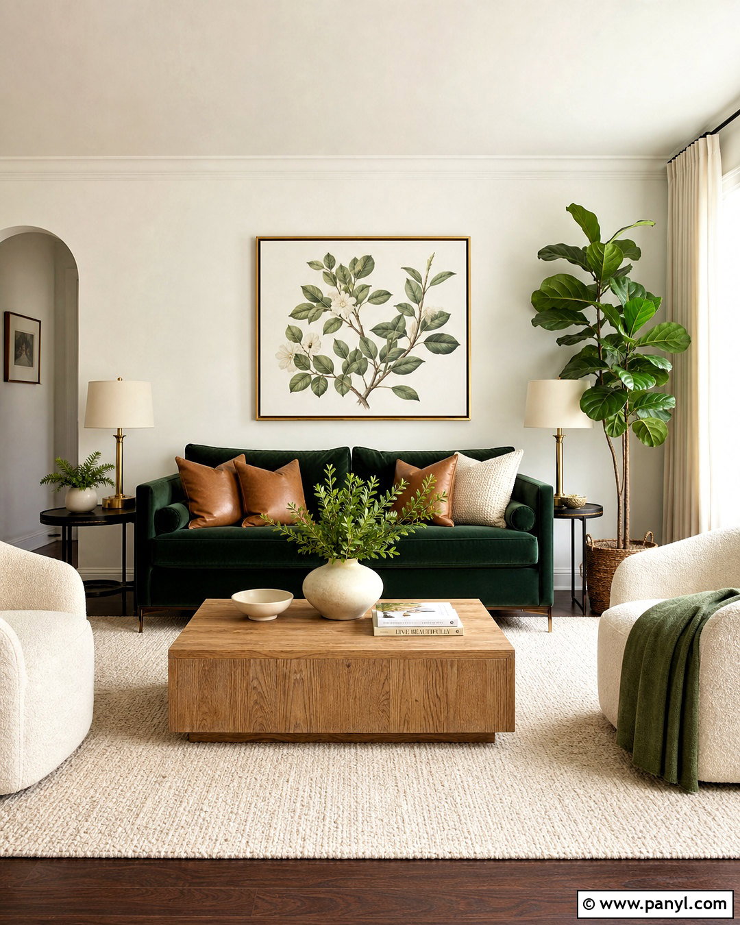 Green Living Room With White Walls And Dark Floors - 20 white walls dark floors living room ideas