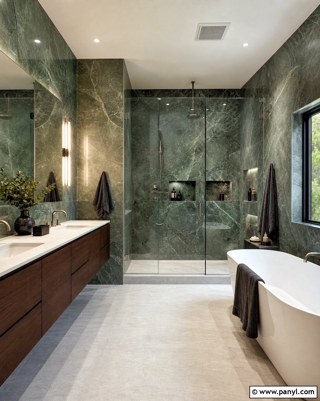 Green Marble Bathroom With Floating Vanity - 20 modern green bathroom ideas
