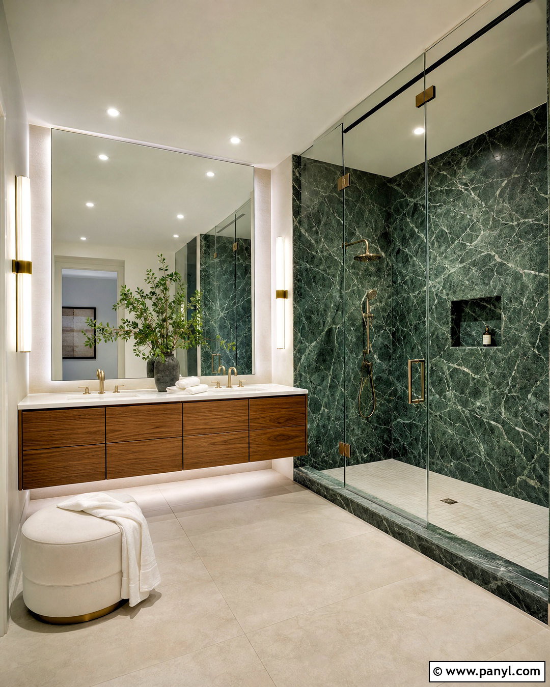 Green Marble Bathroom With Floating Vanity - 20 green bathroom design ideas