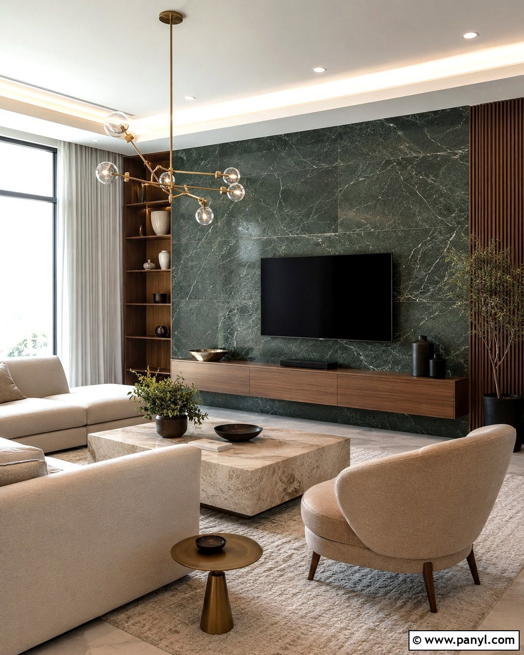 Green Marble Tile Living Room Wall - 20 Green Tile Accent Wall Ideas