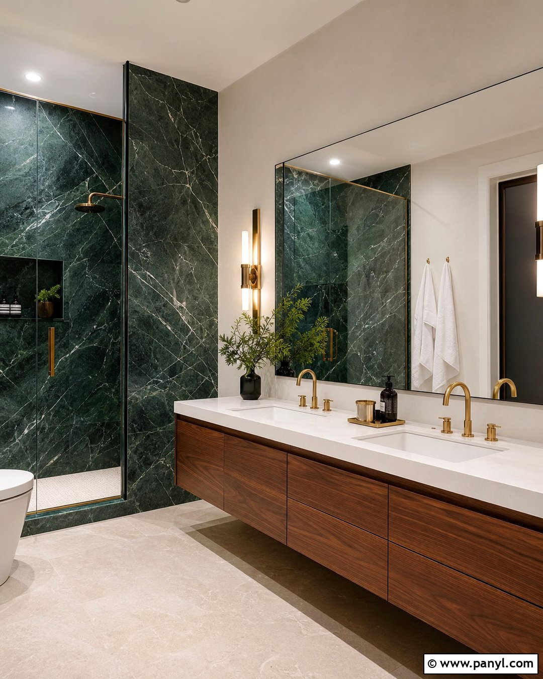 Green Marble Wall Bathroom - 20 Green Wall Bathroom Style Ideas