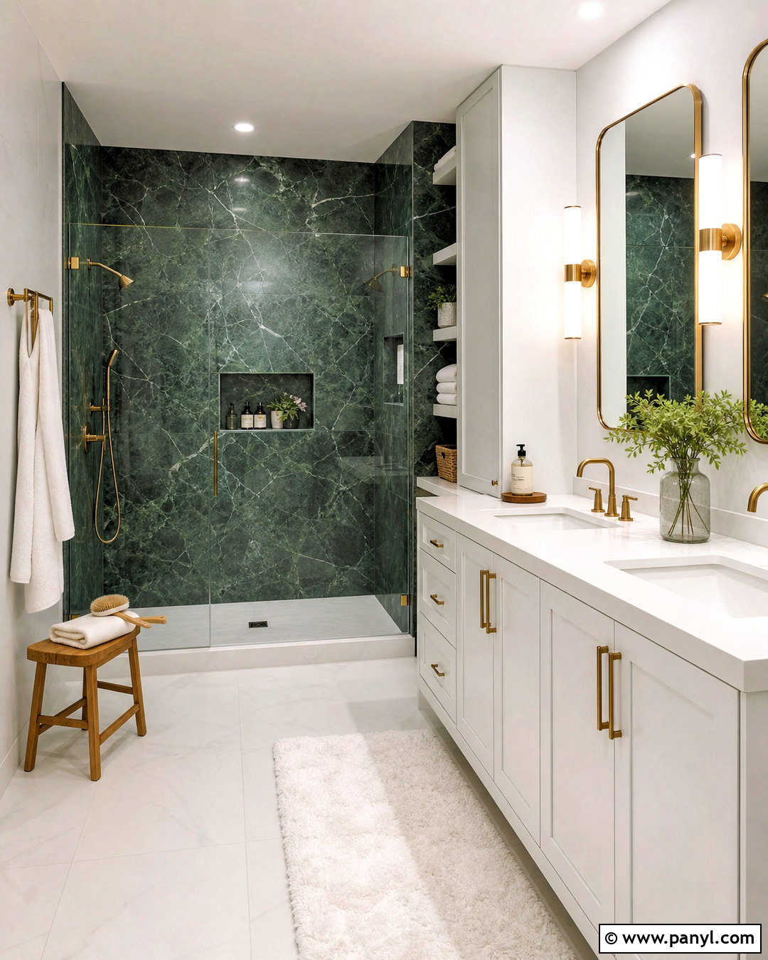 Green Marble and White Bathroom - 20 green and white bathroom ideas