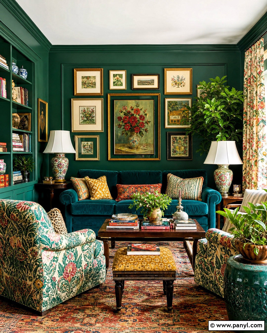 Green Maximalist Living Room - 20 green room aesthetic ideas