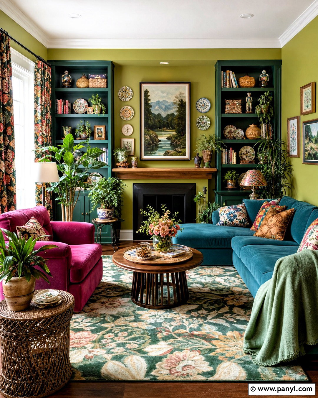 Green Maximalist Living Room - 20 bright maximalist decor ideas