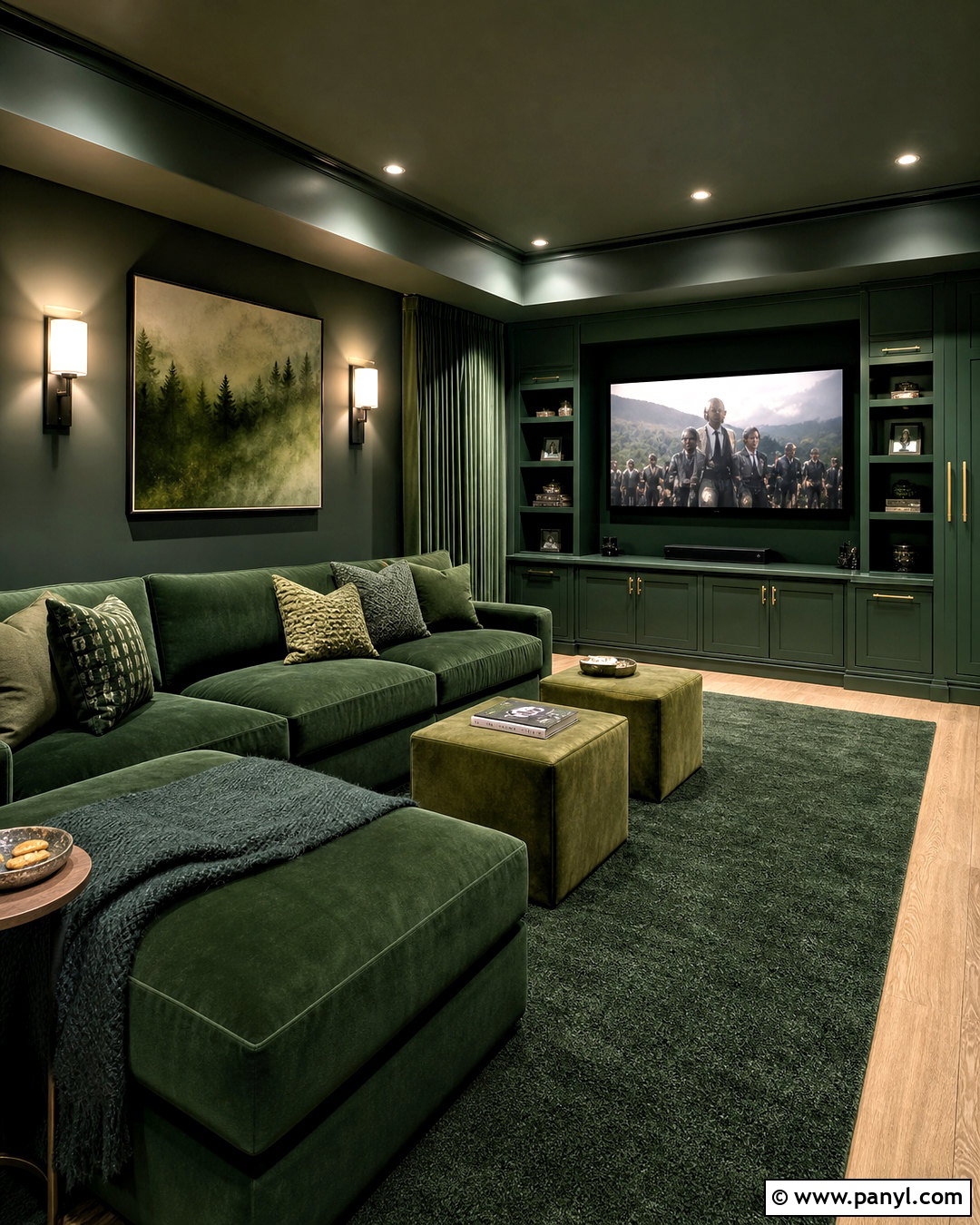 Green Media Room - 20 all green room ideas
