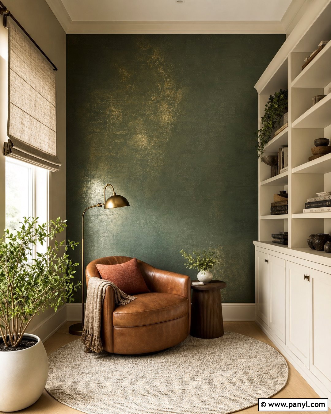 Green Metallic Paint Reading Nook Wall - 20 Metallic Paint Feature Wall Ideas