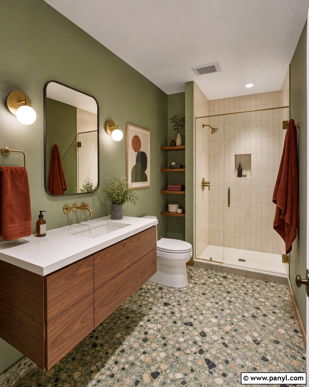 Green Midcentury Bathroom Walls - 35 Green Bathroom Walls