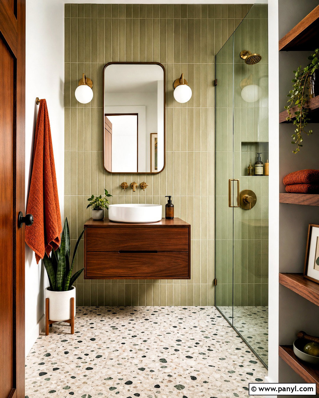 Green Midcentury Guest Bathroom - 20 green guest bathroom ideas