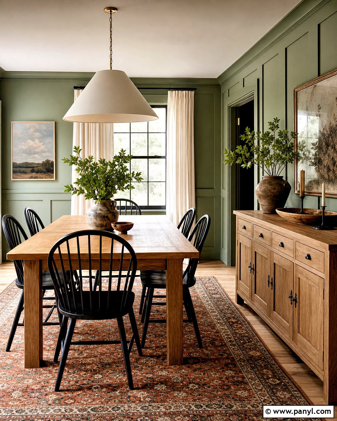 Green Modern Farmhouse Dining Room - 20 green color room ideas